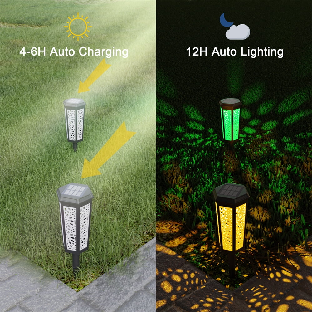 Solar Color Change Pathway Lights, 6 Pack Waterproof Low Voltage Landscape Path Light E68815
