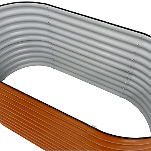 Brown 79-Inch Oval Stackable Steel Raised Garden Bed with Rubber Edge Trim L479
