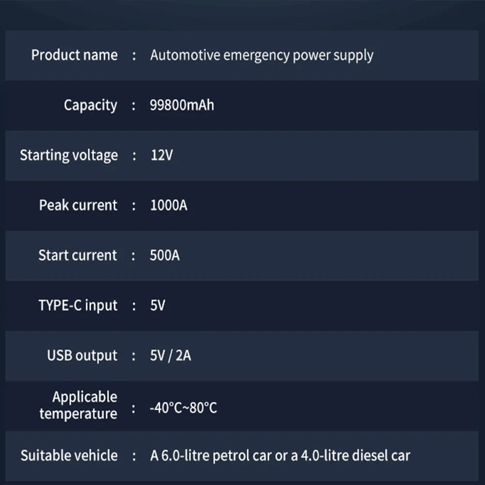 5000A Peak 12V Car Jump Starter with LCD Display V44526