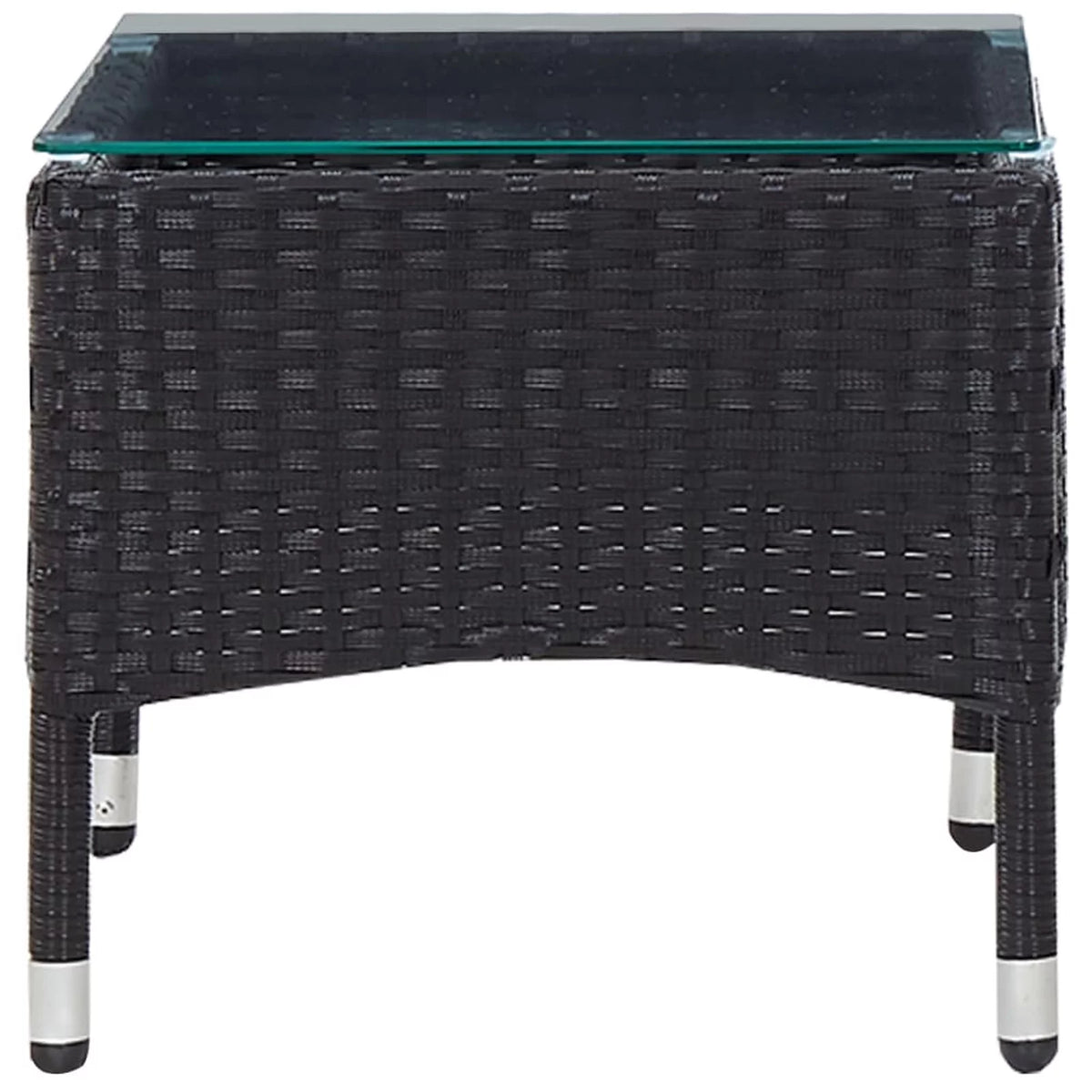 Black Poly Rattan Glass Tabletop Side Table B835
