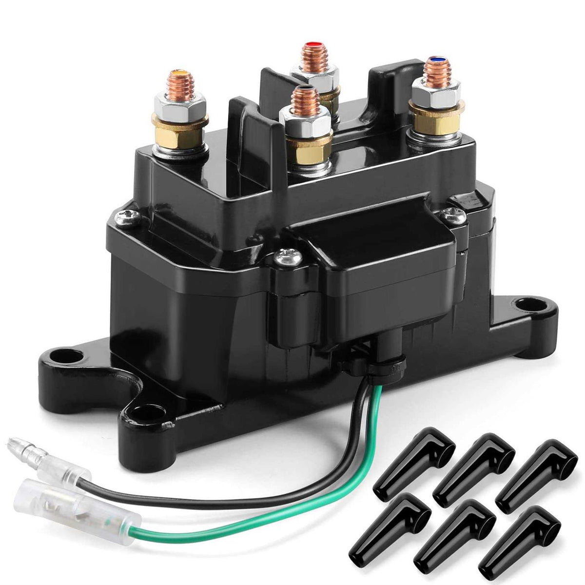 12v 250a Winch Solenoid Relay Contactor with 6 Protecting Caps O223998