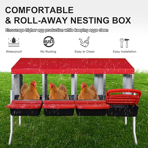 4 Compartment Heavy Duty Chicken Nesting Boxes with Perch N73984