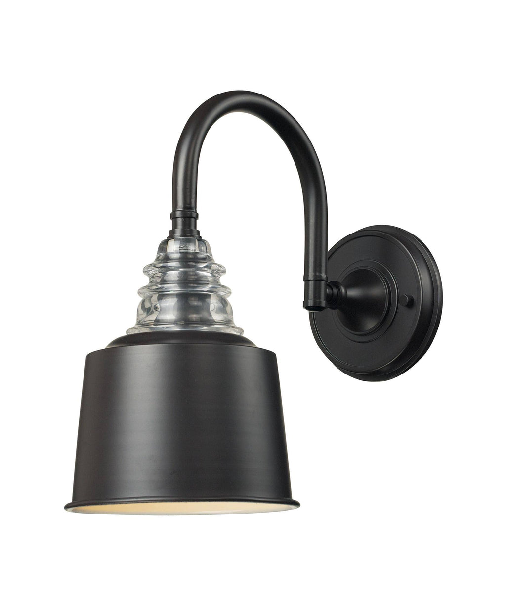 1 Light Insulator Glass Wall Sconce in Oiled Bronze R426