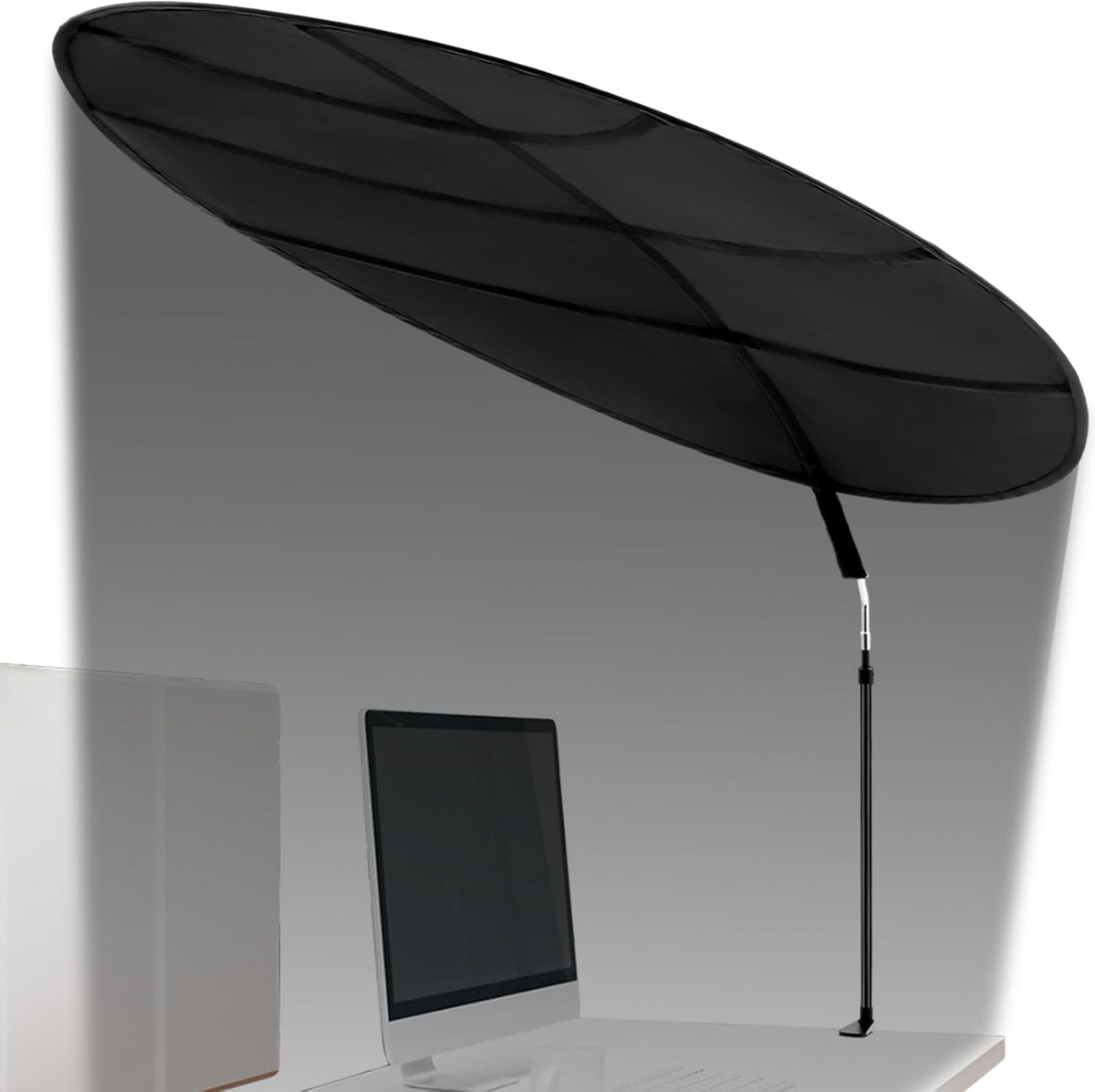 Black Adjustable Portable Cubicle Light Shade with Clamp H88407
