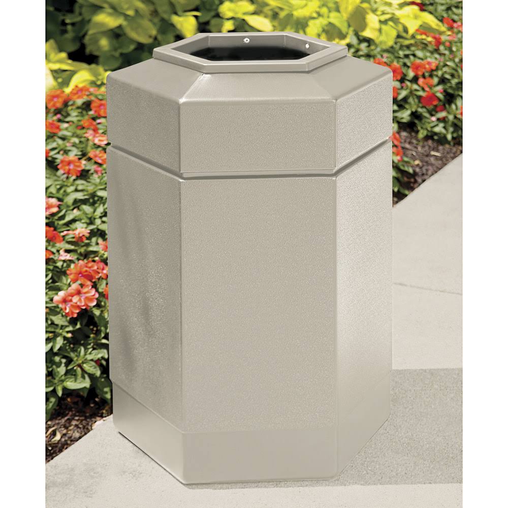 Beige 30-Gallon Hex Waste Container I5397