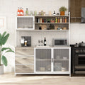 59"W 68.5"H Oak Kitchen Pantry Storage Cabinet with Hutch E5503