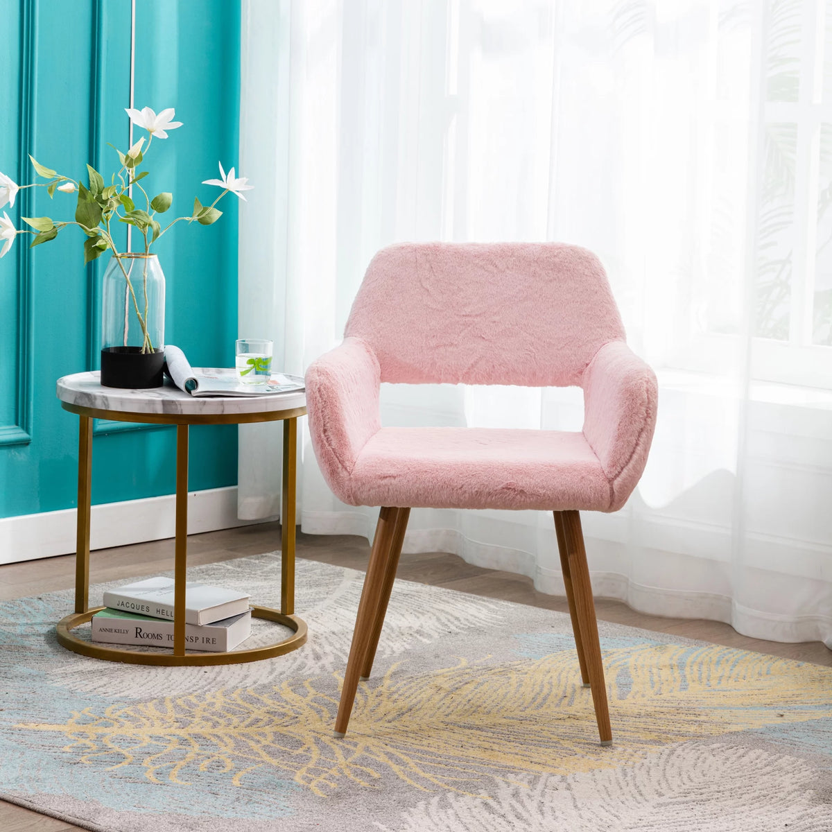 Faux Fur Dining Chairs with Steel Leg E201239
