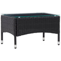 Black Poly Rattan Glass Tabletop Side Table B835