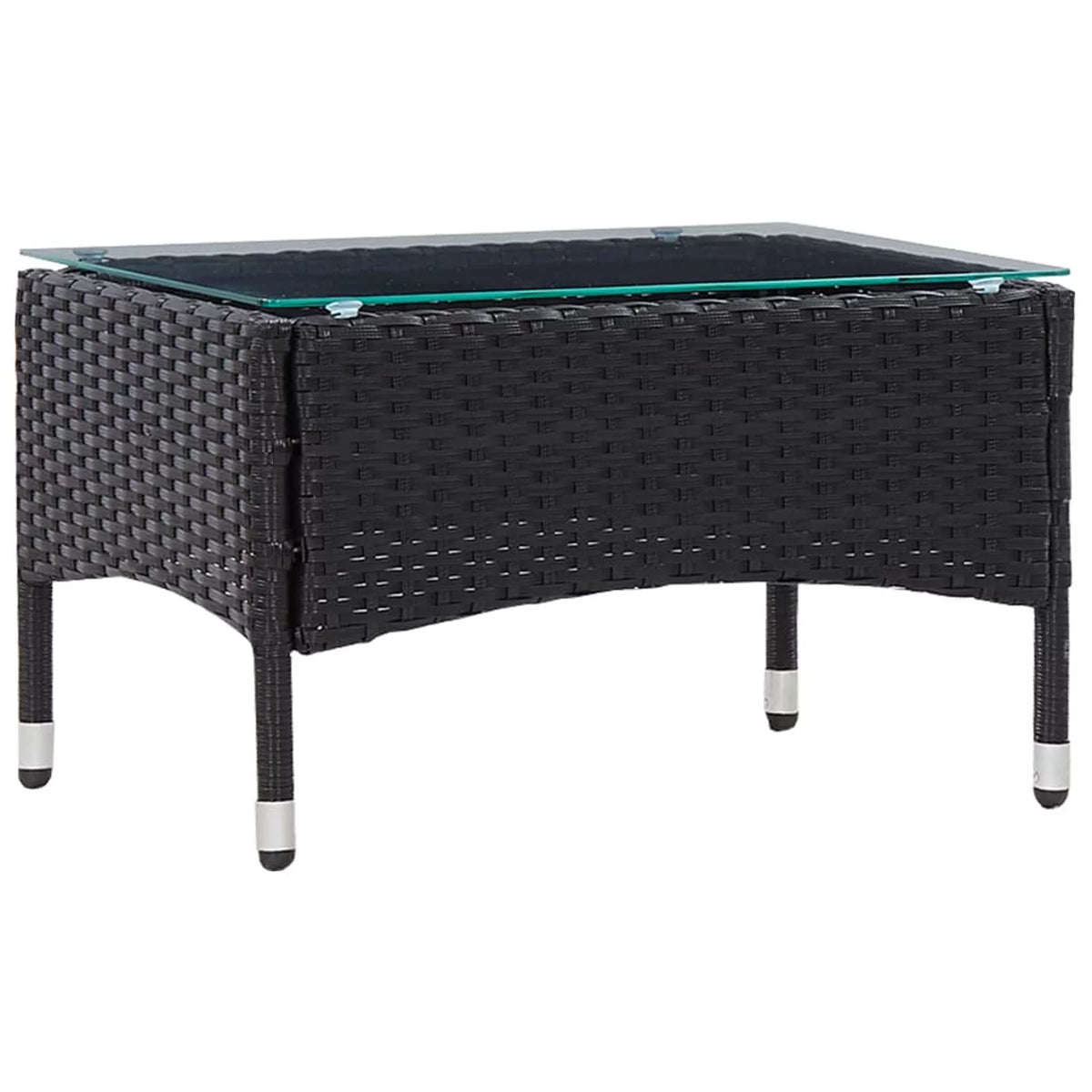 Black Poly Rattan Glass Tabletop Side Table B835