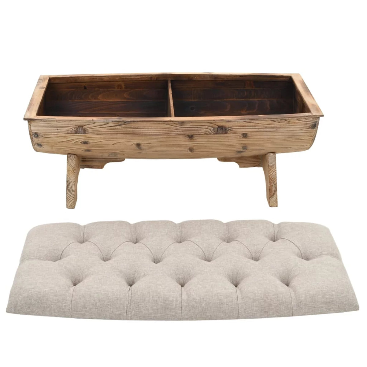 Wooden Storage Bench with Padded Seat Y594272