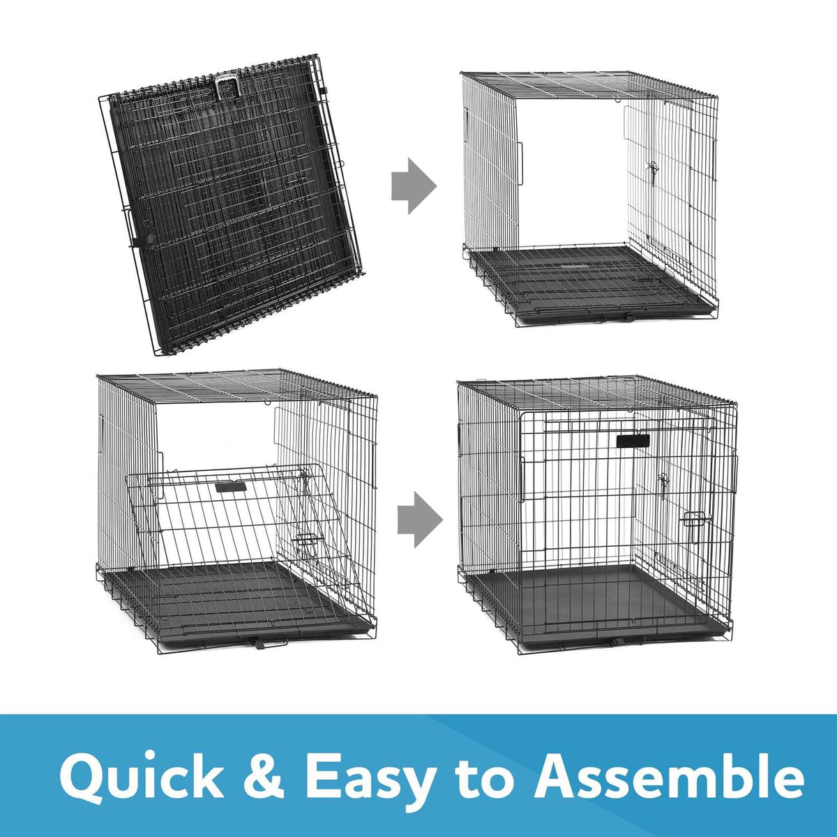 Double Door Folding Wire Dog Crate with Divider S231