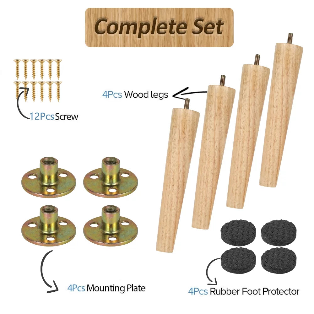 Wood Tapered Furniture Legs Set of 4 L799