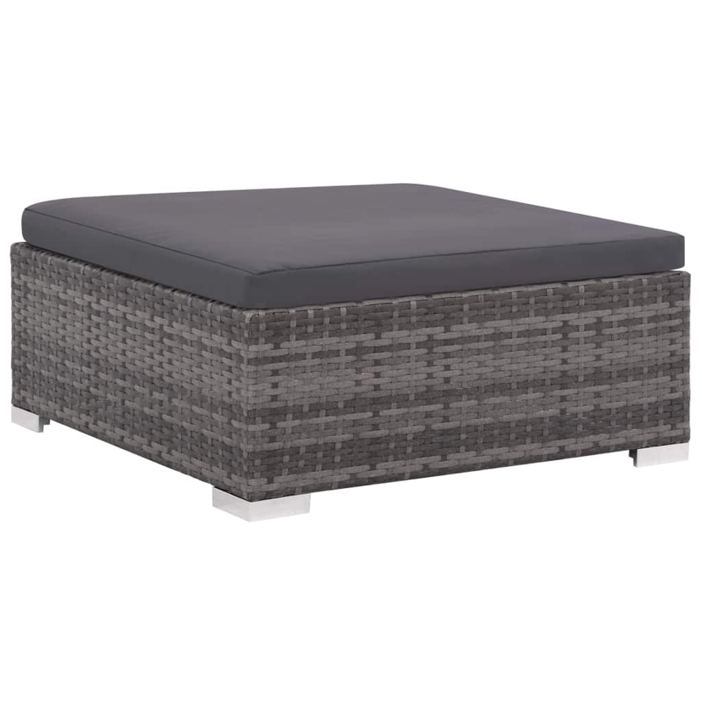Set of 6 Poly Rattan Patio Sectional Corner Sofa with 2 Ottoman and Soft Cushions Gray I348407