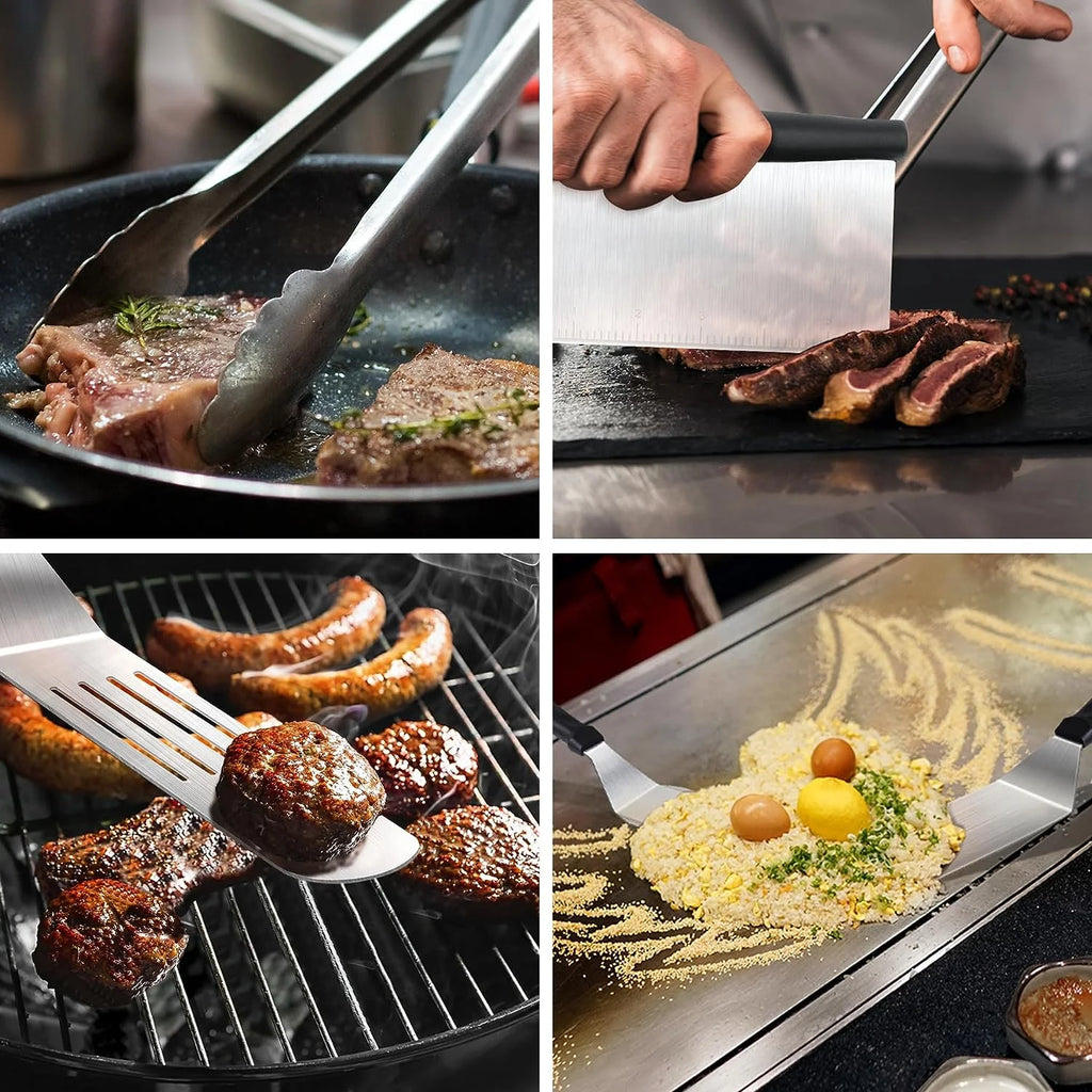 137 Flat Top Grill Accessories Kit with Spatula, Basting Cover, Scraper, Bottle, Tongs, Egg Rings & Carry Bag R52363