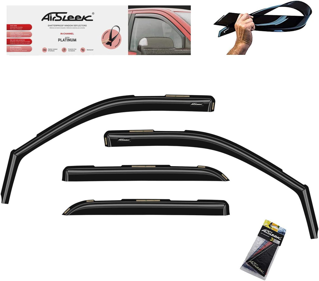 Dark Smoke In-Channel Side Window Vent Visor Rain Guards 4 pcs O480