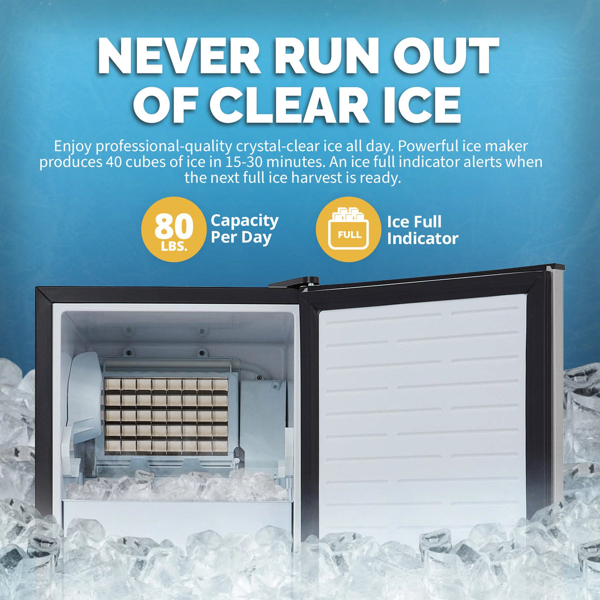 15" Undercounter 80 lbs Clear Ice Maker Machine L50880