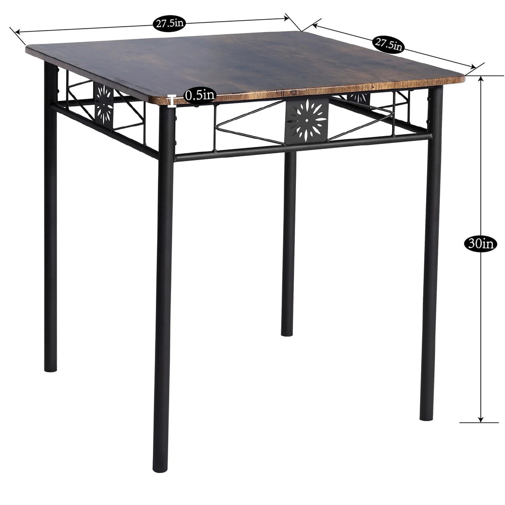3-Piece Dining Table Set with 2 Black Chairs V724