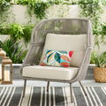Beige Wicker Outdoor Accent Chair with Cushions R844