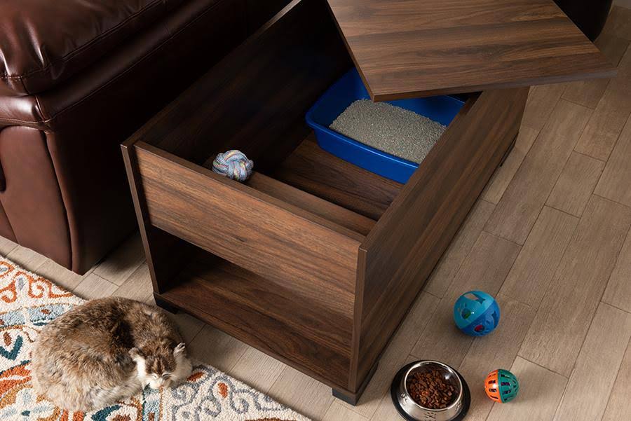 Walnut Brown Finished Cat Litter Box Cover House M242