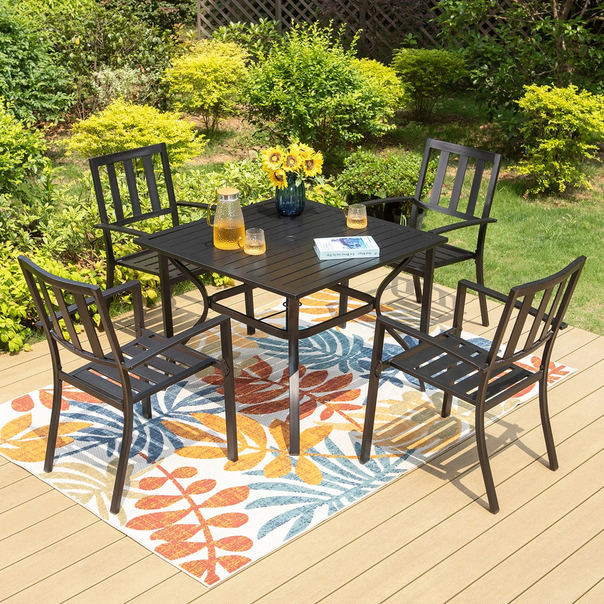 7 Piece Outdoor Patio Dining Set Metal Table and Chairs Z6476