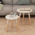 White 2 Piece Solid Pinewood Side Table Set W63398
