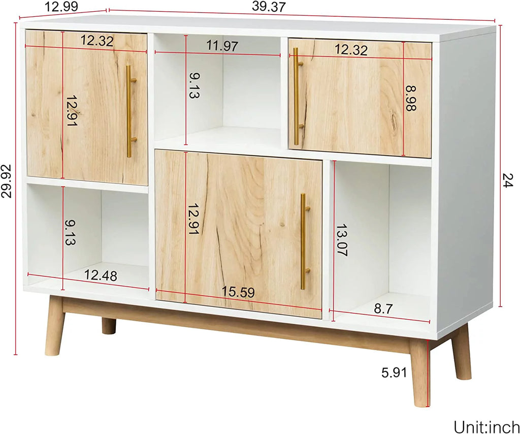 White and Oak Storage Cabinet with Door J92433
