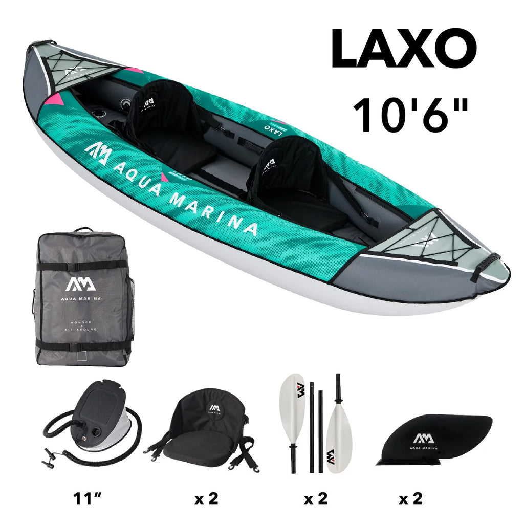 2 Person Inflatable Recreational Kayak with Carry Bag, Paddle, Fin, Pump & Safety Harness M20554