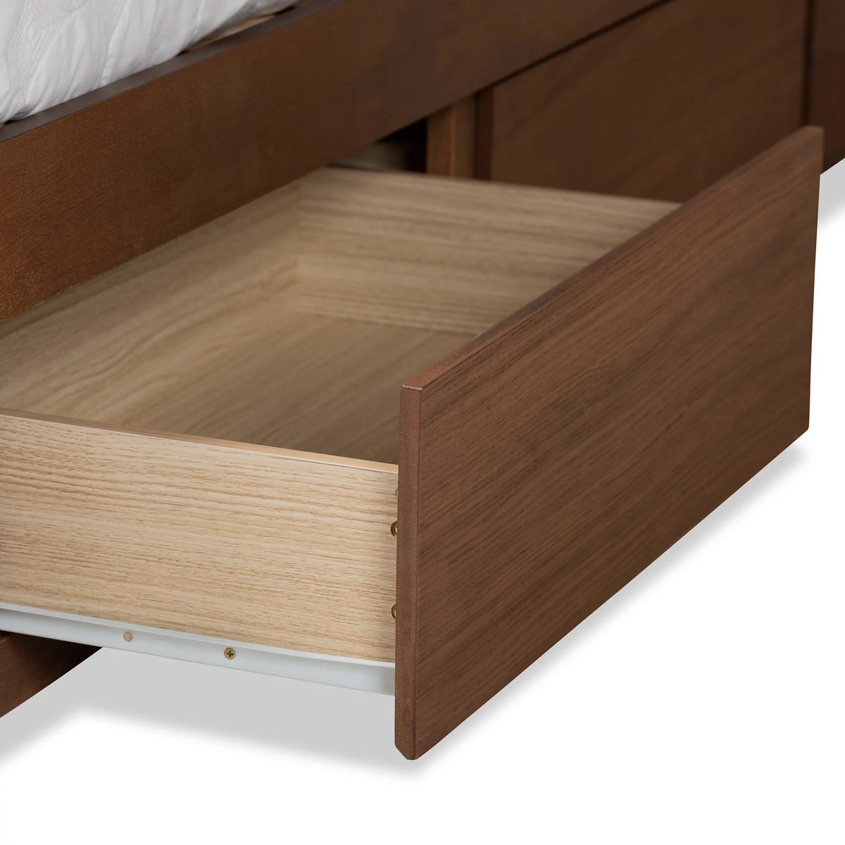King Ash Walnut Wood Storage Platform Bed T344843