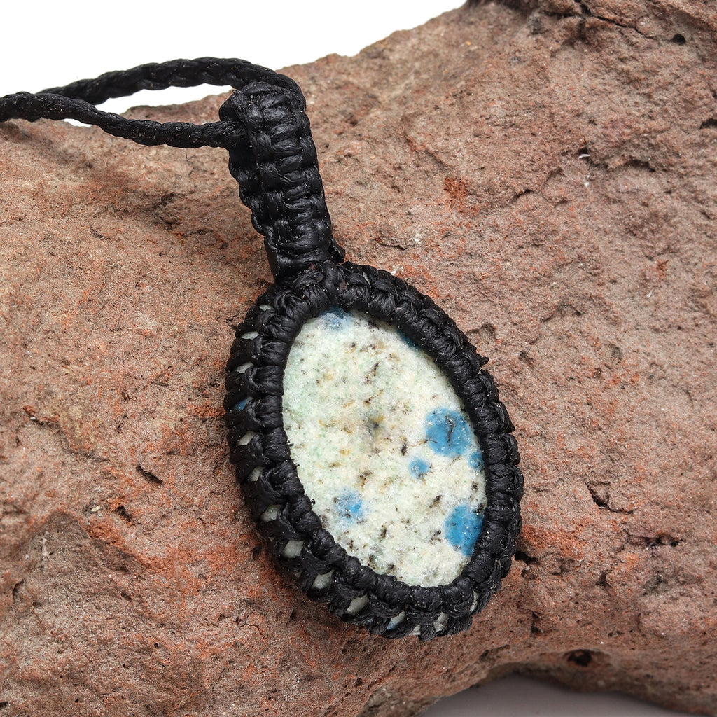Jasper Gemstone Macrame Pendant Necklace 20-32 in H8581