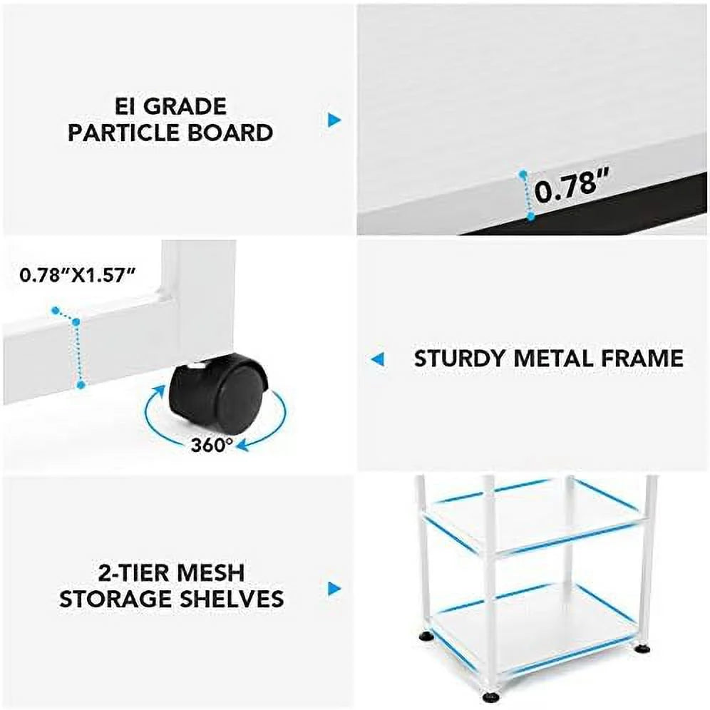L-Shaped Desk 55 inch Reversible Corner Computer Desk with Shelves White A71229