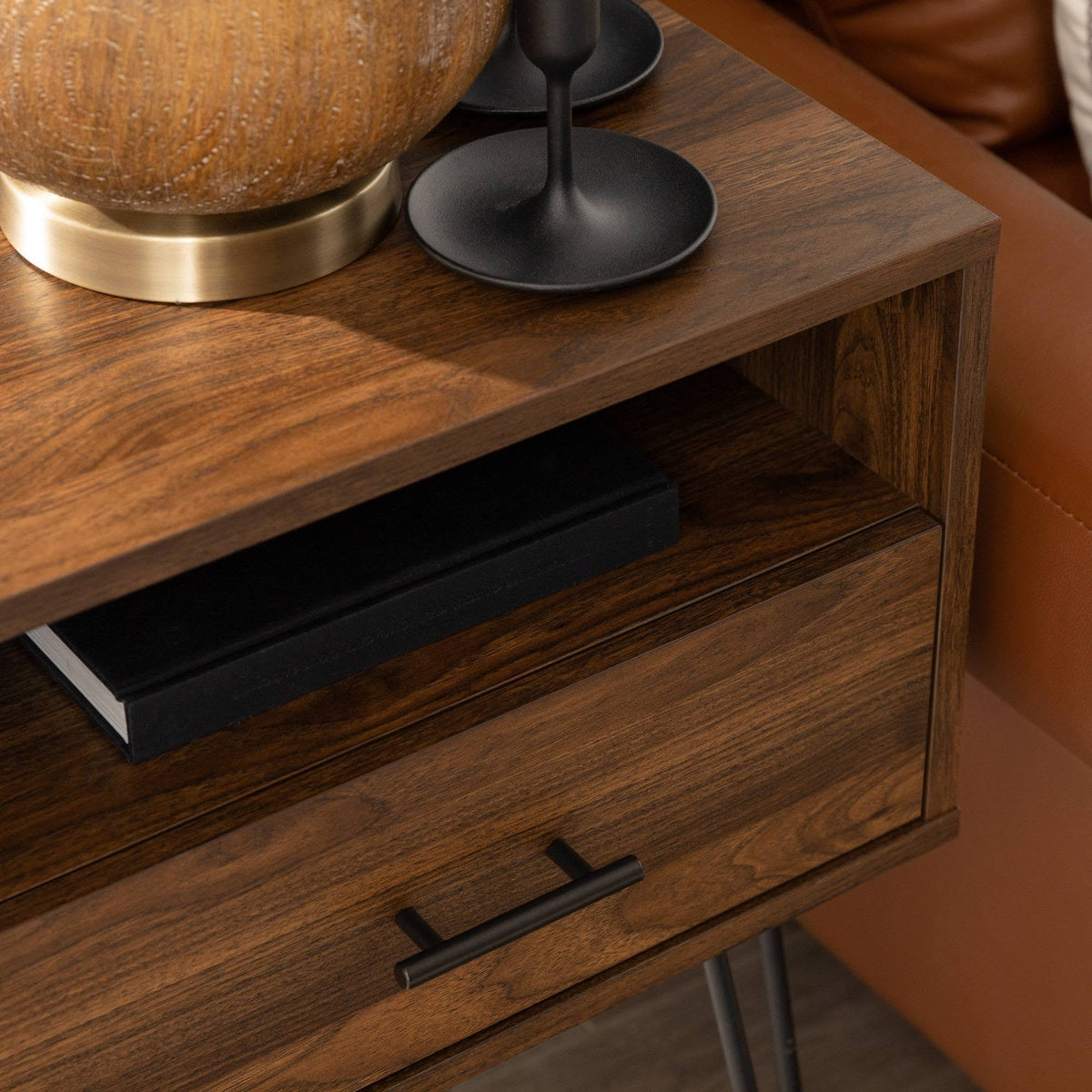 Dark Walnut Single Drawer Side Table N541