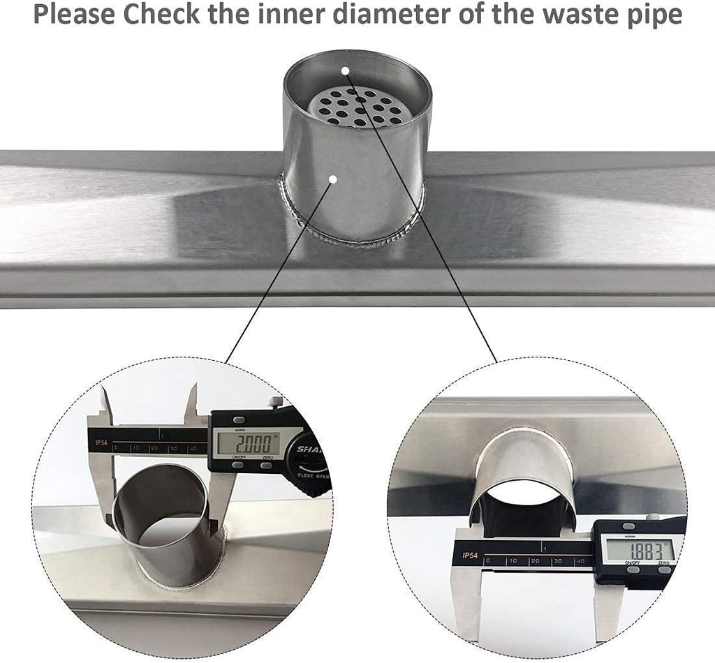 28-Inch Brushed 304 Stainless Steel Rectangle Shower Drain with Tile Insert Grate Z646