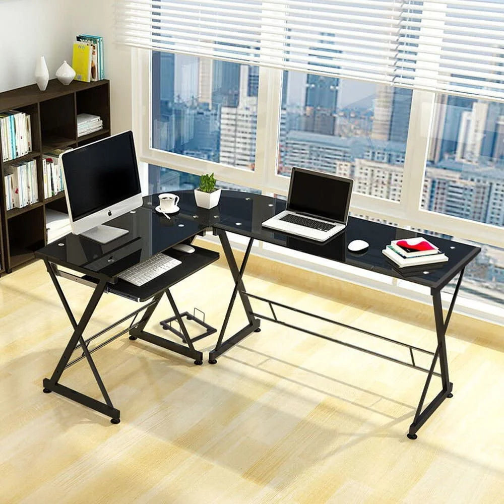 Black L-Shape Corner Desk Y80689