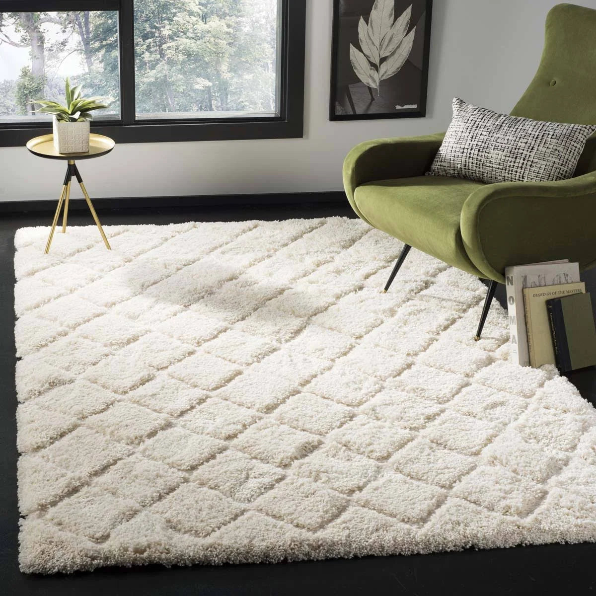 Creme Shag Square Rug G2945