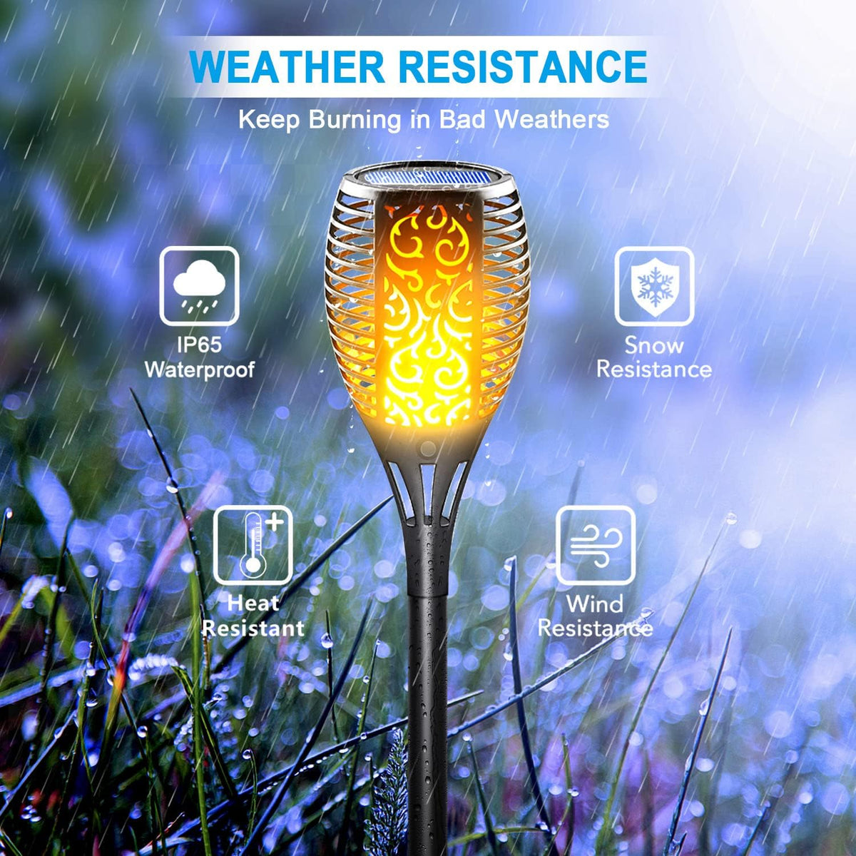 Solar Torch Light with Flickering Flame 8 Pack E910117