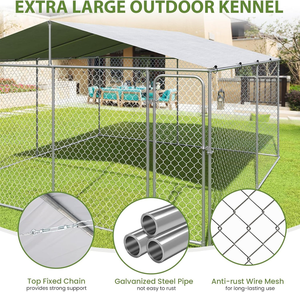 Extra Large Outdoor Dog Kennel with Roof and Lockable Door U300