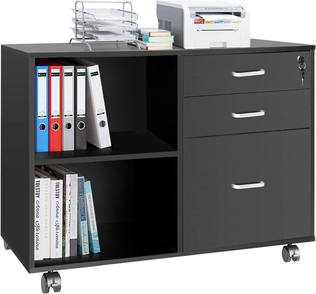 White 3 Drawer File Cabinet with Lock C3809
