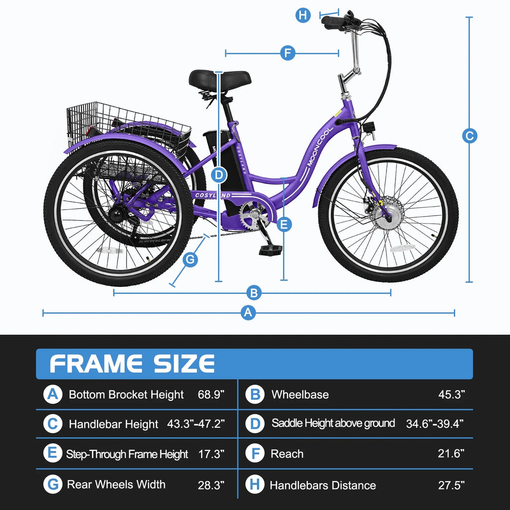 24'' 500W 7-Speed Electric Tricycle with Removable Battery N51992