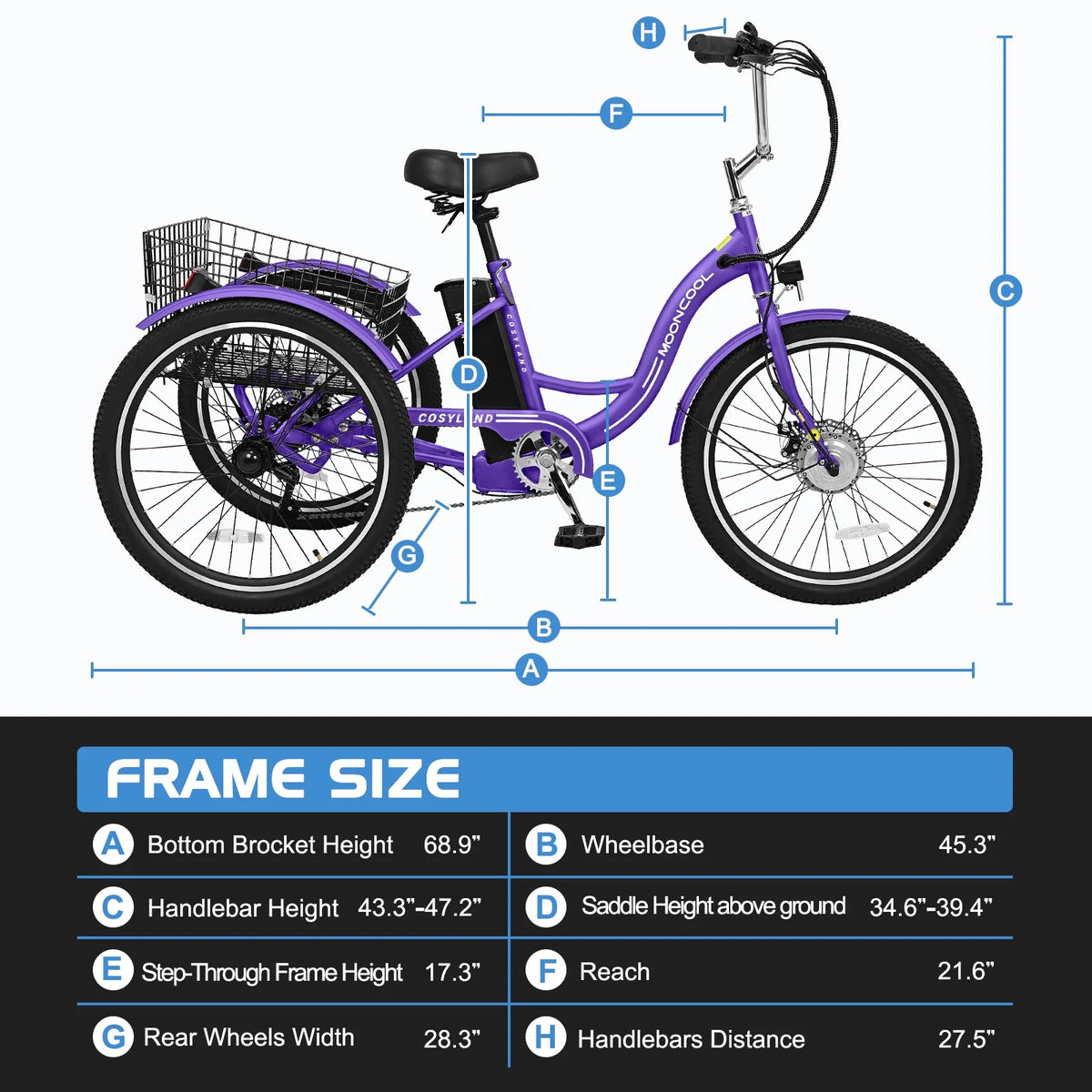 24'' 500W 7-Speed Electric Tricycle with Removable Battery N51992
