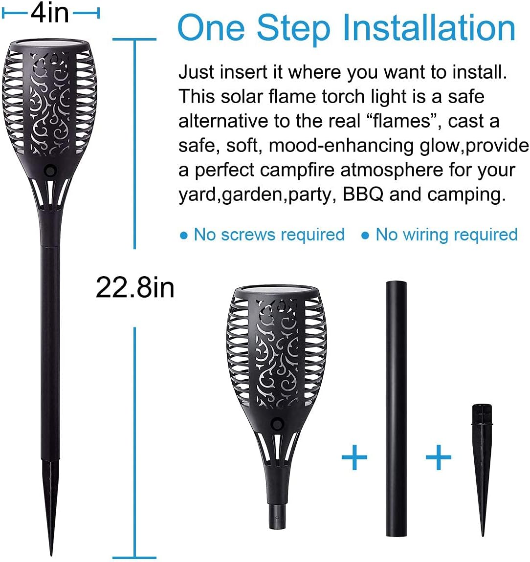 Solar Torch Light with Flickering Flame 8 Pack E910117