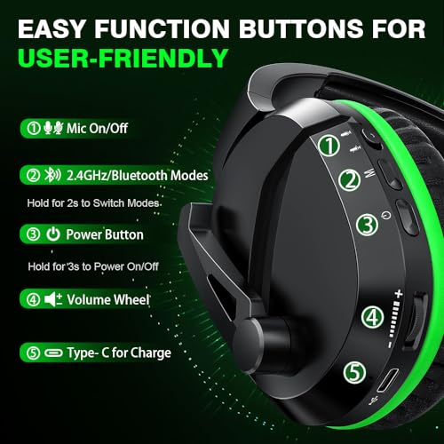 Wireless Gaming Headset with Noise Canceling Microphone, 50H Battery M950102
