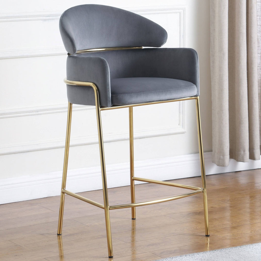 Grey Velvet Counter Height Stool A366