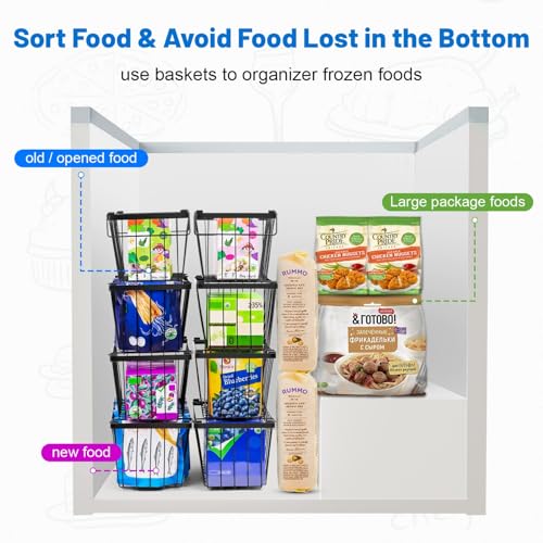8 Pack Stackable Freezer Organizer Bins with Side Handle J680424