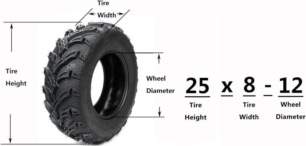 2PCS 25x8-12 Front ATV UTV All-Terrain Tires 6 PLY Y93871
