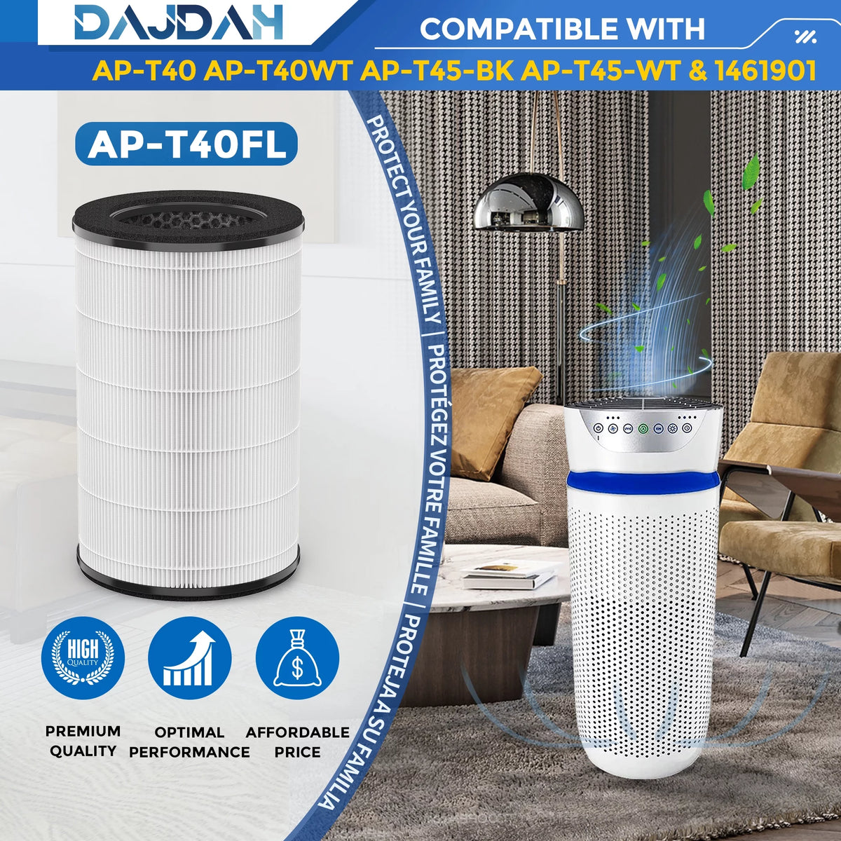 Replacement Filter Compatible with HoMedics Air Purifier, White 1-Pack P1689