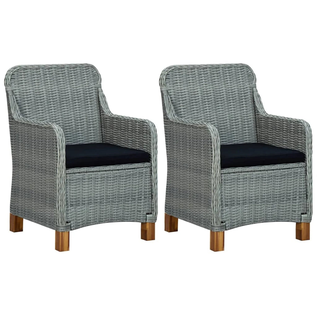 Light Gray Poly Rattan Garden Chairs with Cushions 2 pcs J948