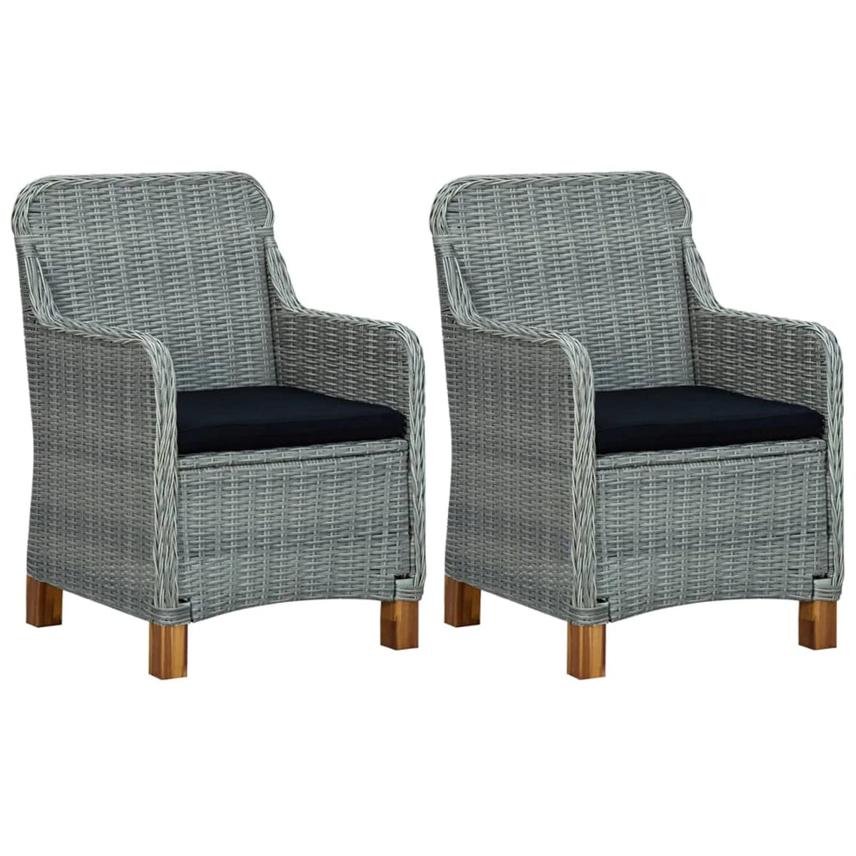 Light Gray Poly Rattan Garden Chairs with Cushions 2 pcs J948