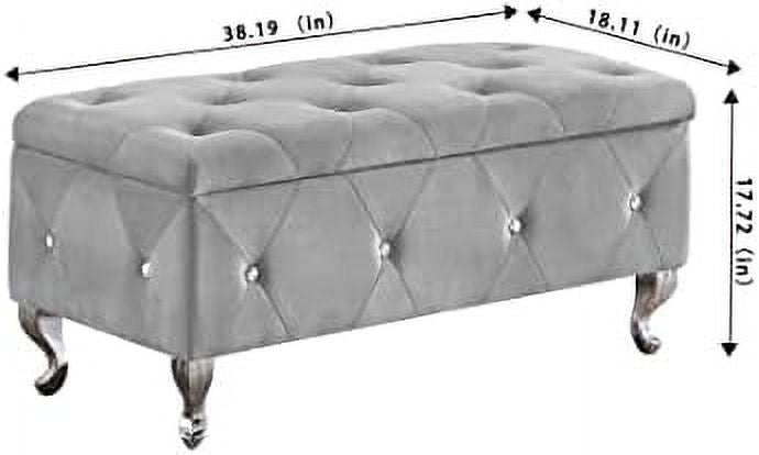 Velvet Flip Top Bench with Safety Hinge G62971