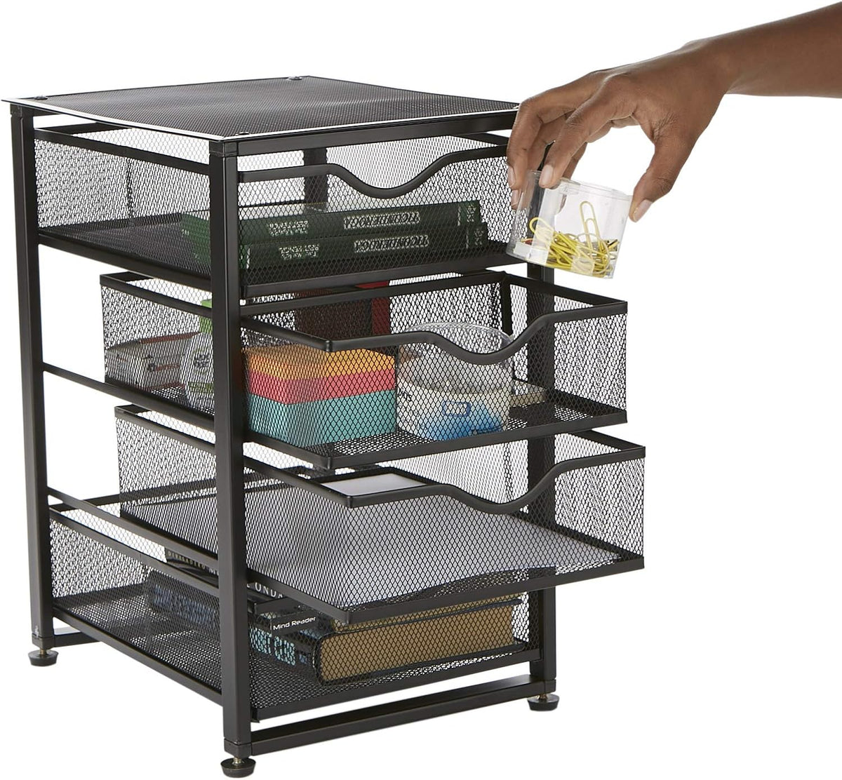 Black 4-Tiered Metal Rolling Utility Cart A71732