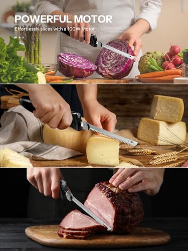 Black Electric Knife Set with 2 Blades and Fork Q79682